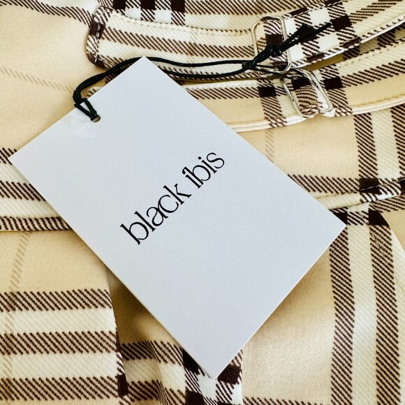 BLACK IBIS PLEATED CHECKERED SHORT SKORTS SKIRT WITH SHORTS LARGE - Picture 6 of 6